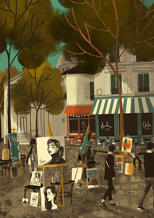 Paris Artists of Montmartre A3 Print