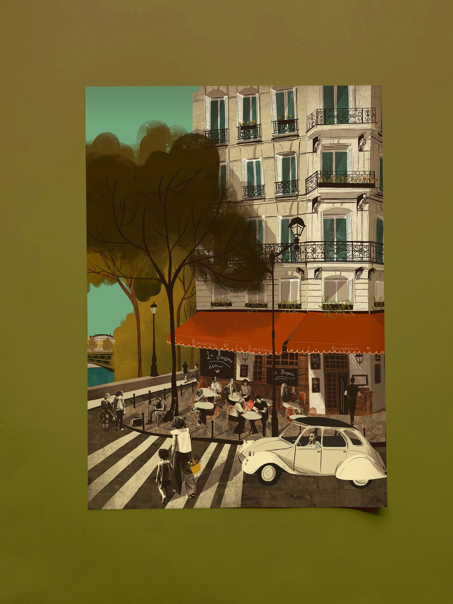 Paris Cafe in Île Saint-Louis A3 Print