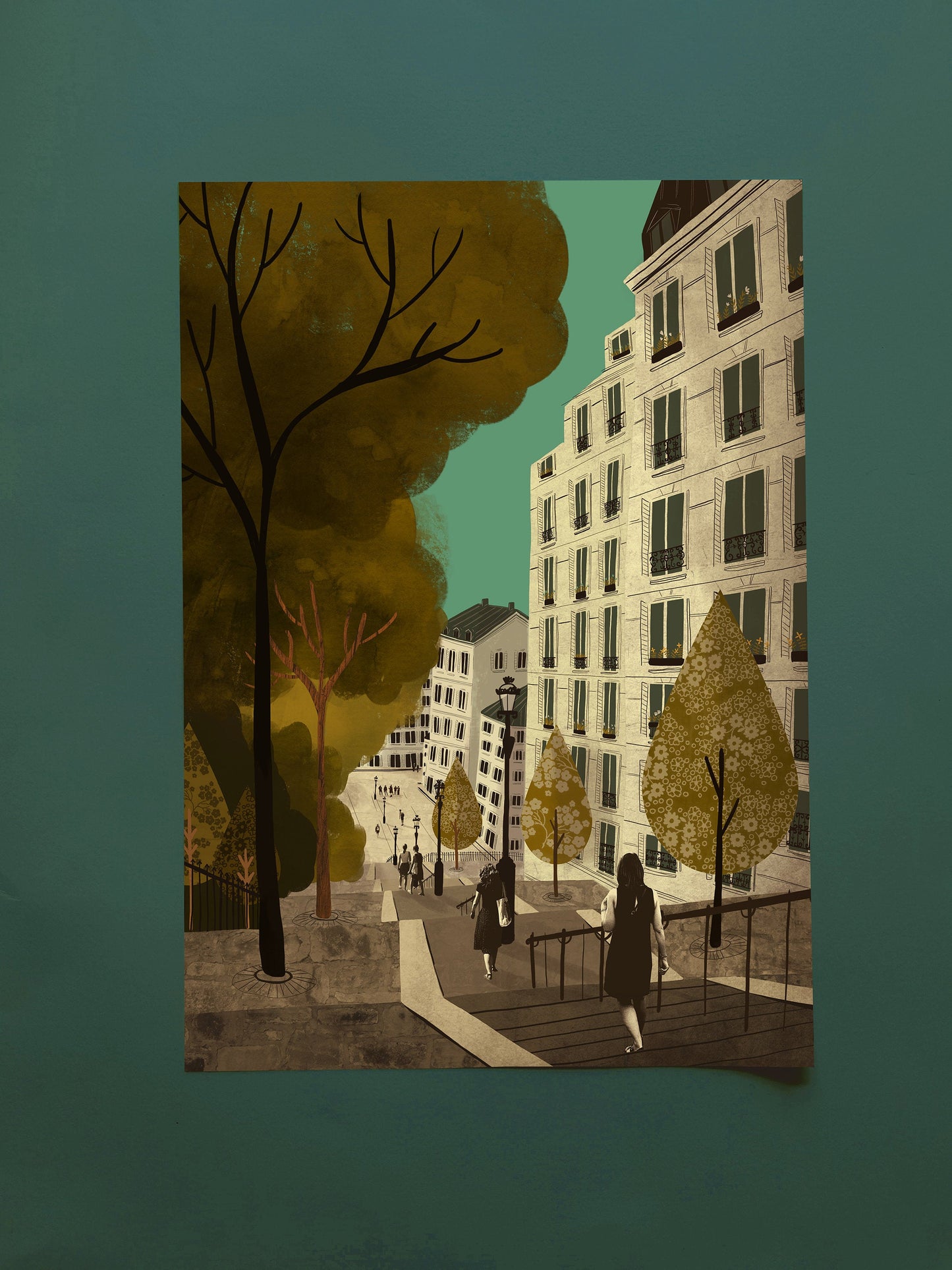 Paris Steps to Montmartre A3 Print